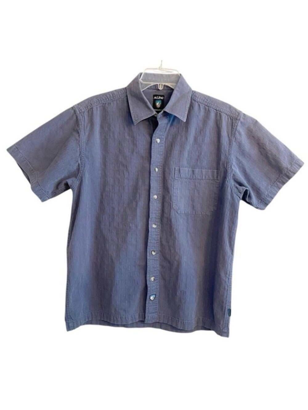KÜHL Mens Short Sleeve Button Down Shirt Blue Casual Outdoor Pocket Size Medium
